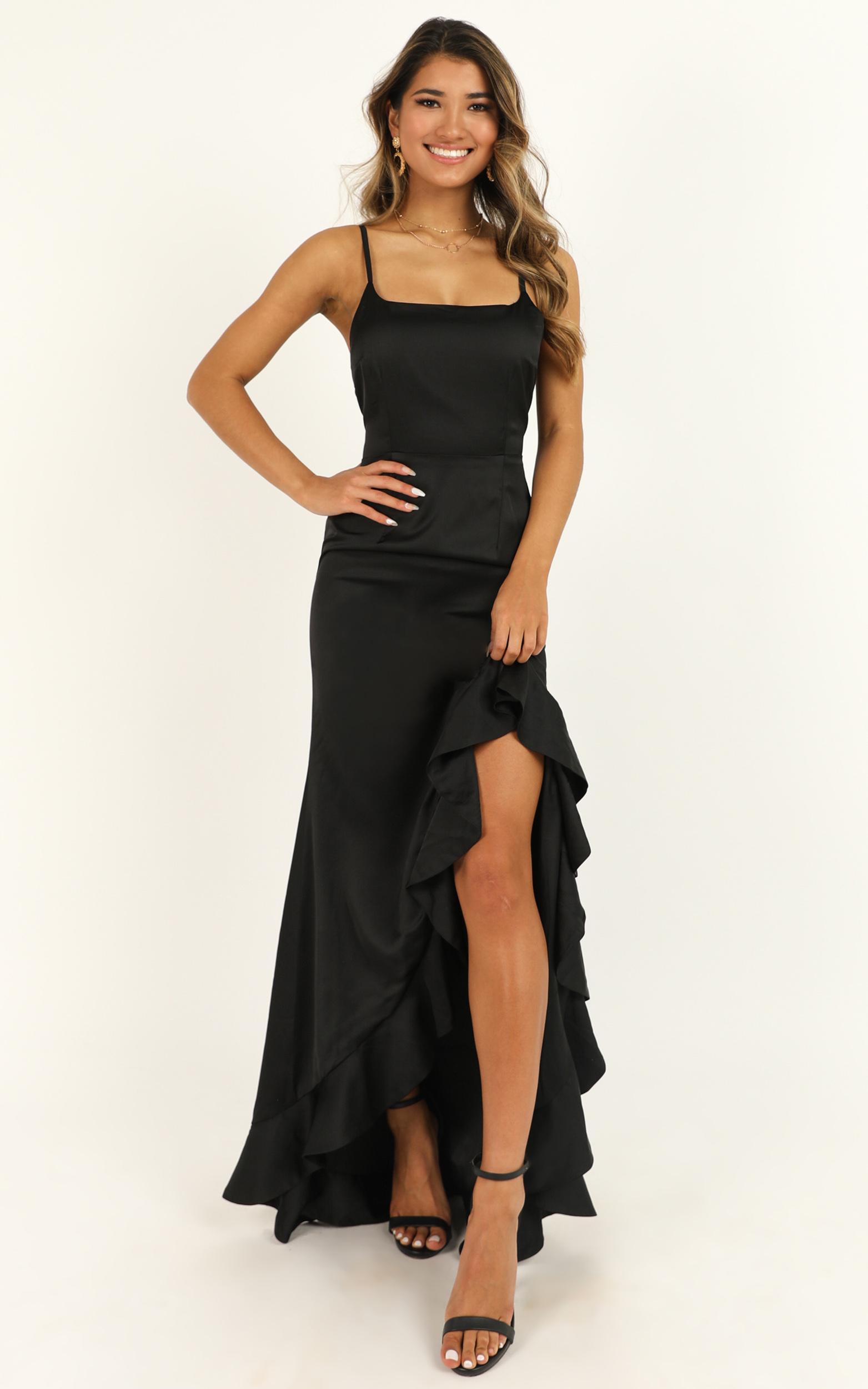 Find It In Your Heart Dress in black satin - 6 (XS), Black, hi-res image number null