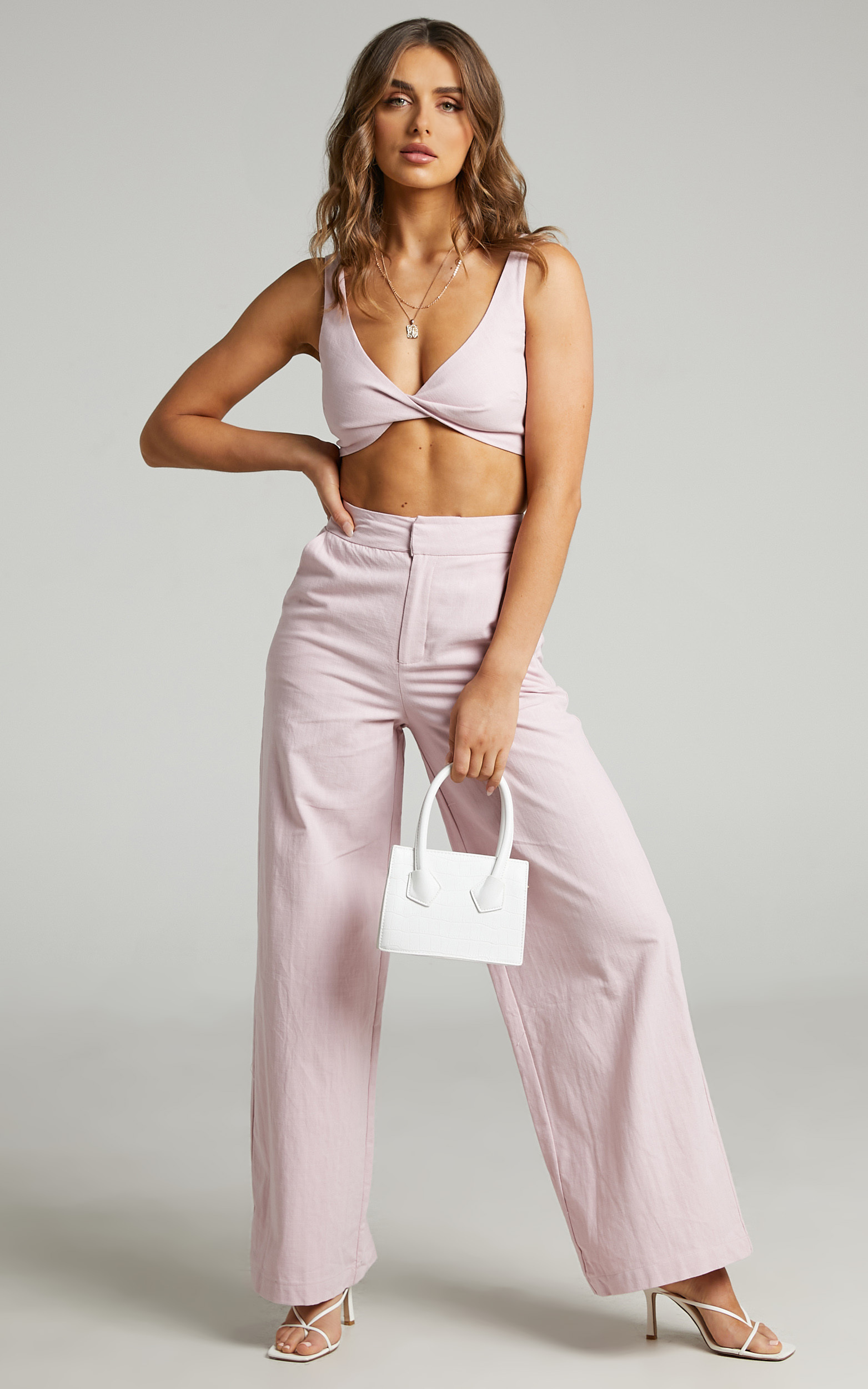 Kingston Twist Front Twill Two Piece Set in Pink - 04, PNK2, hi-res image number null