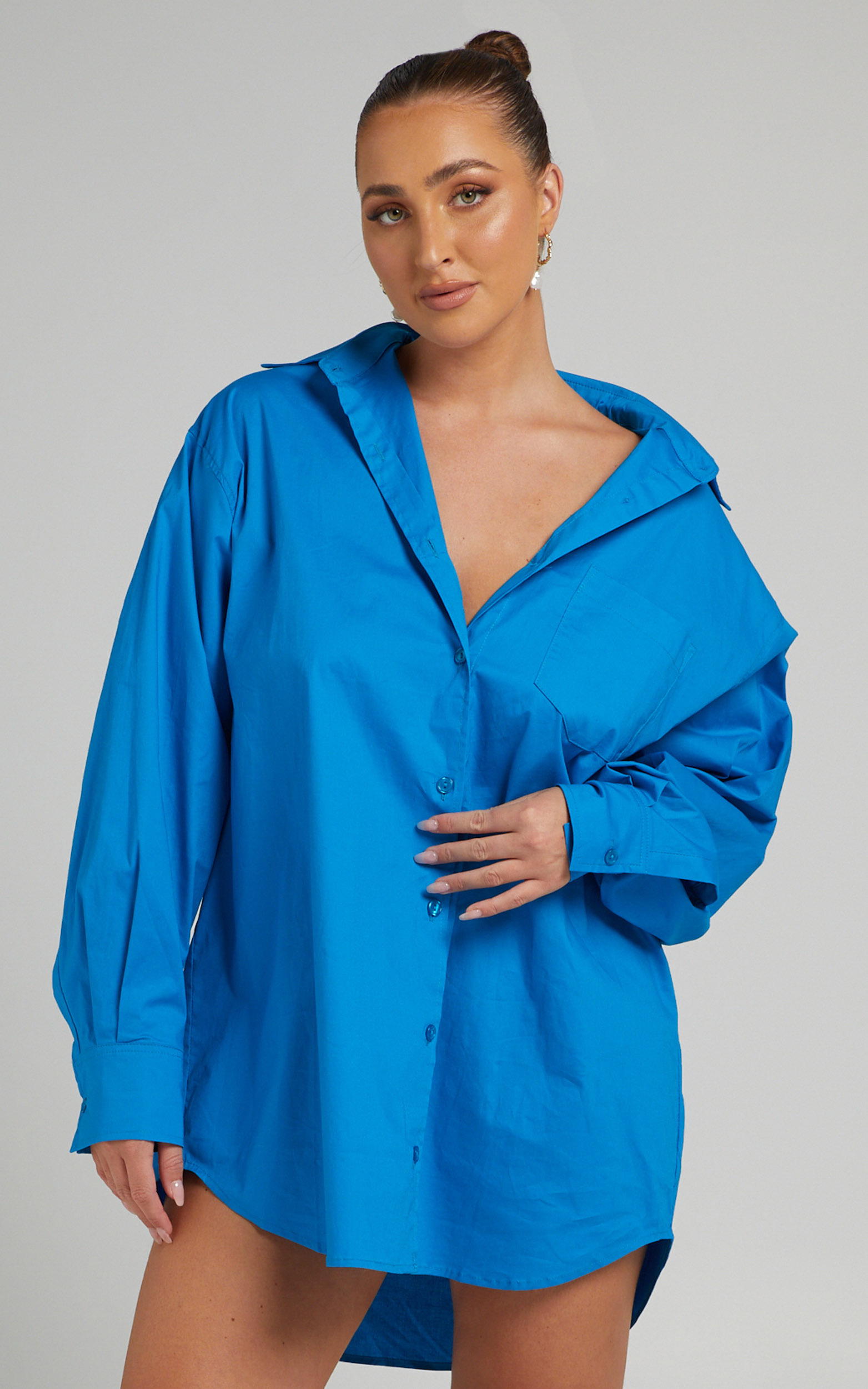 Janaya Longsleeve Shirt Dress in Blue - 06, BLU1, hi-res image number null