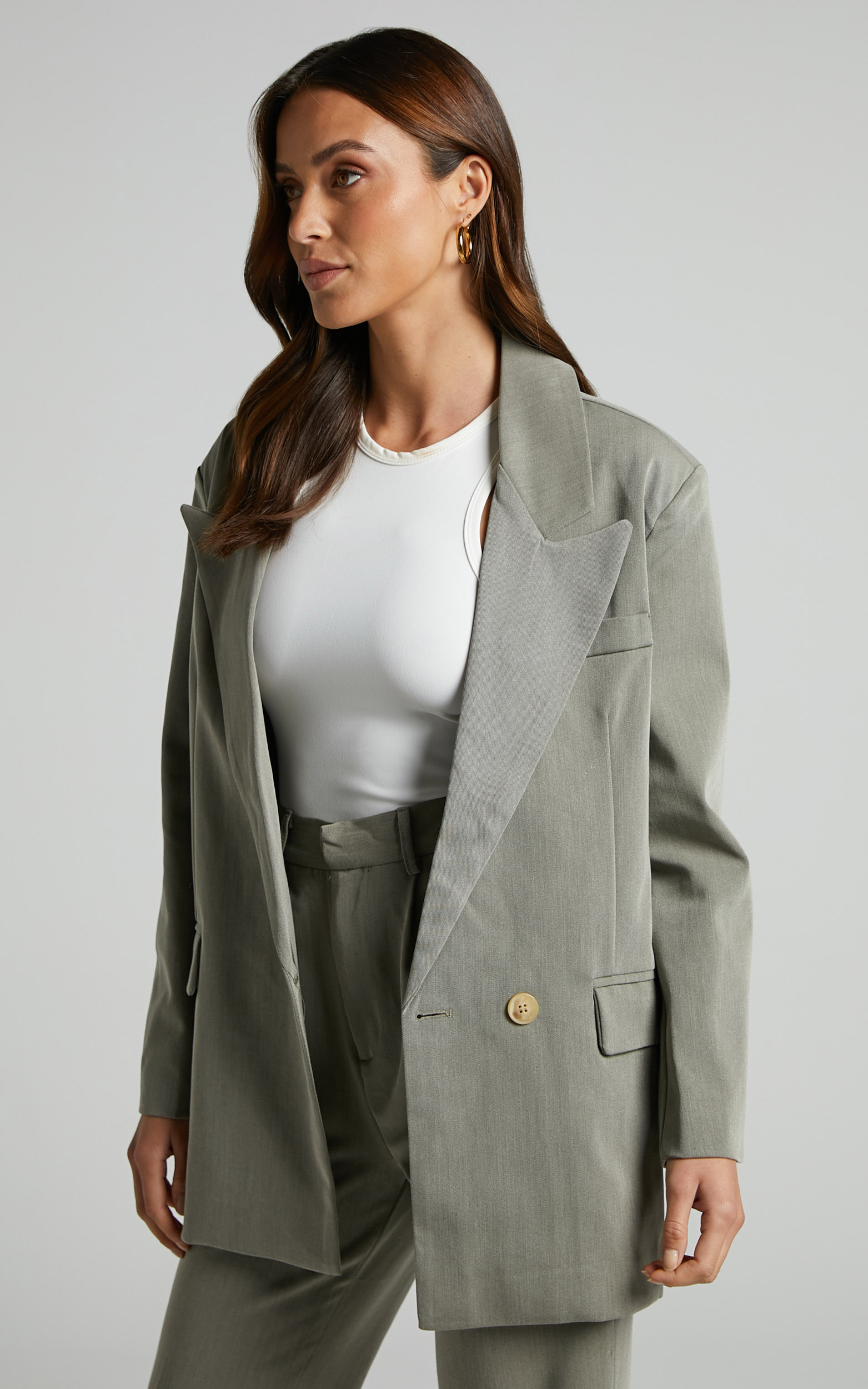 Remi Blazer - Oversized Single Breasted Blazer in Grey in Grey - 06, GRY1, hi-res image number null