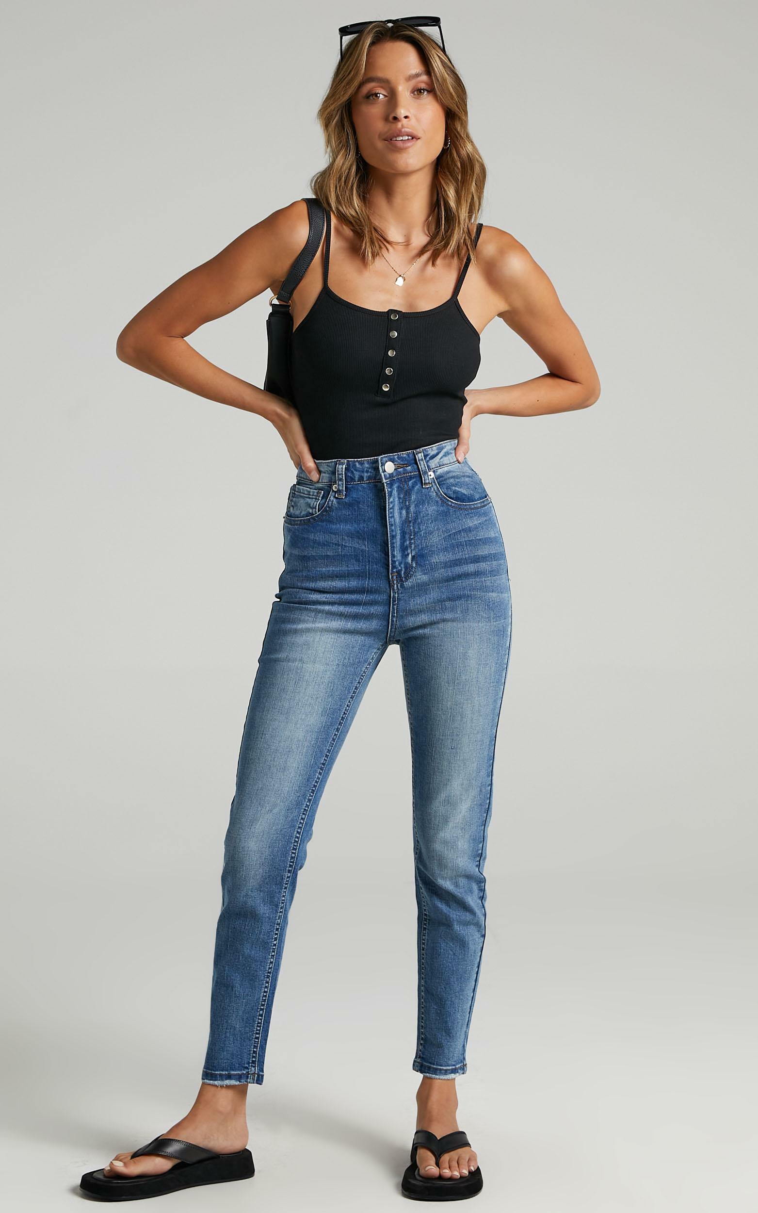 Caitlin Skinny Jeans in Mid Blue Denim - 14, BLU1, hi-res image number null
