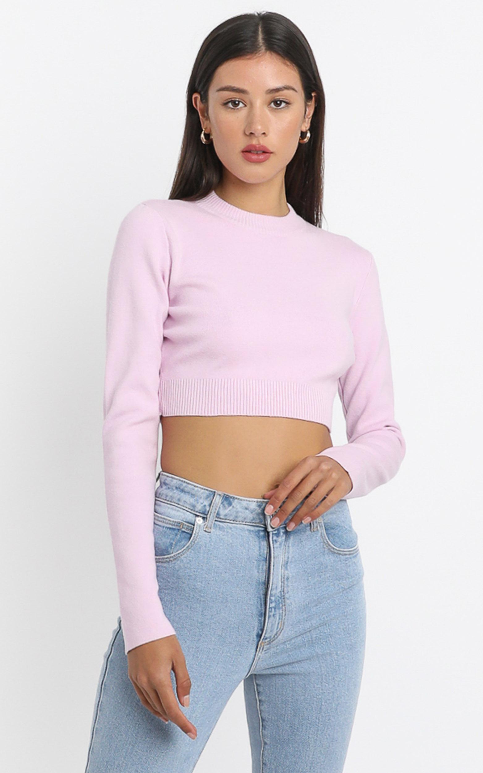 Model Off Duty Knit Top in Pink - 08, PNK1, hi-res image number null
