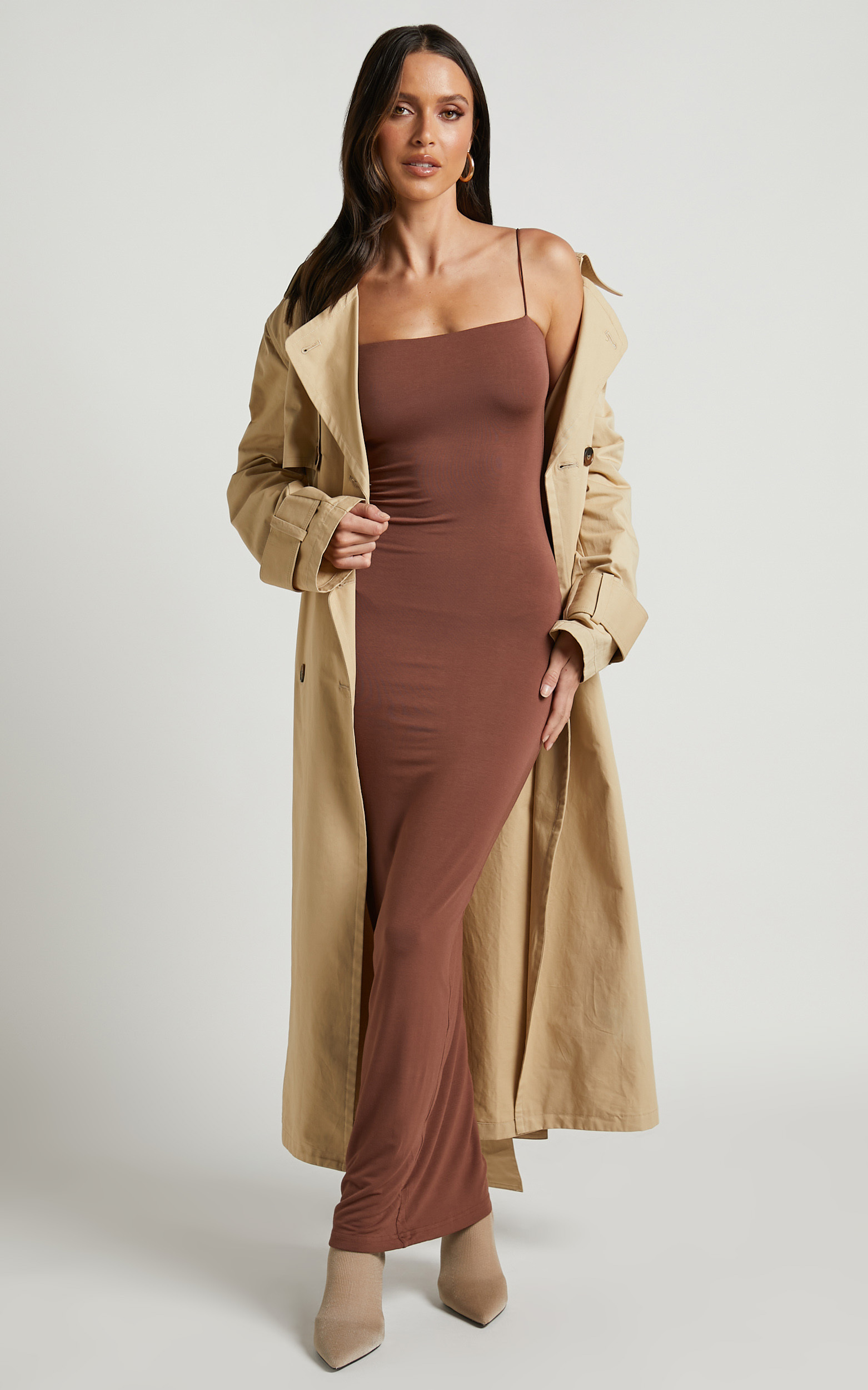 Celene Slim Fit Bodycon Maxi Dress in Chocolate - 06, BRN2, hi-res image number null