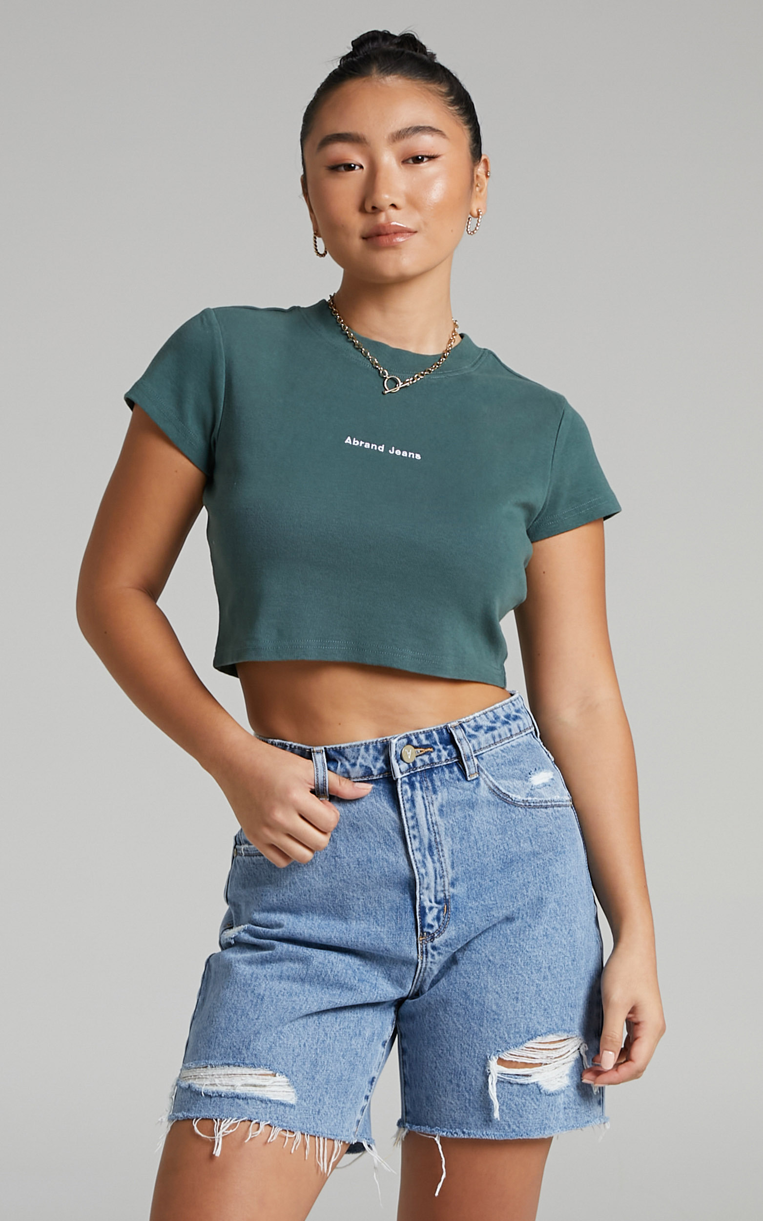 Abrand - A 90's Crop Tee in 90s Green - L, GRN1, hi-res image number null