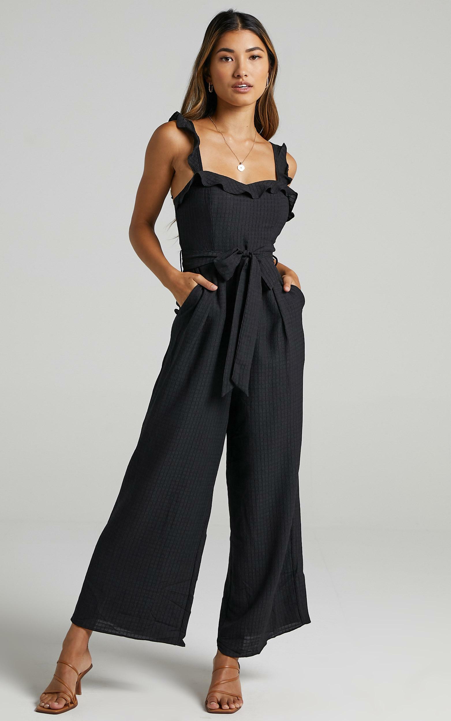 Cynthia Ruffle Jumpsuit in Black - 06, BLK1, hi-res image number null