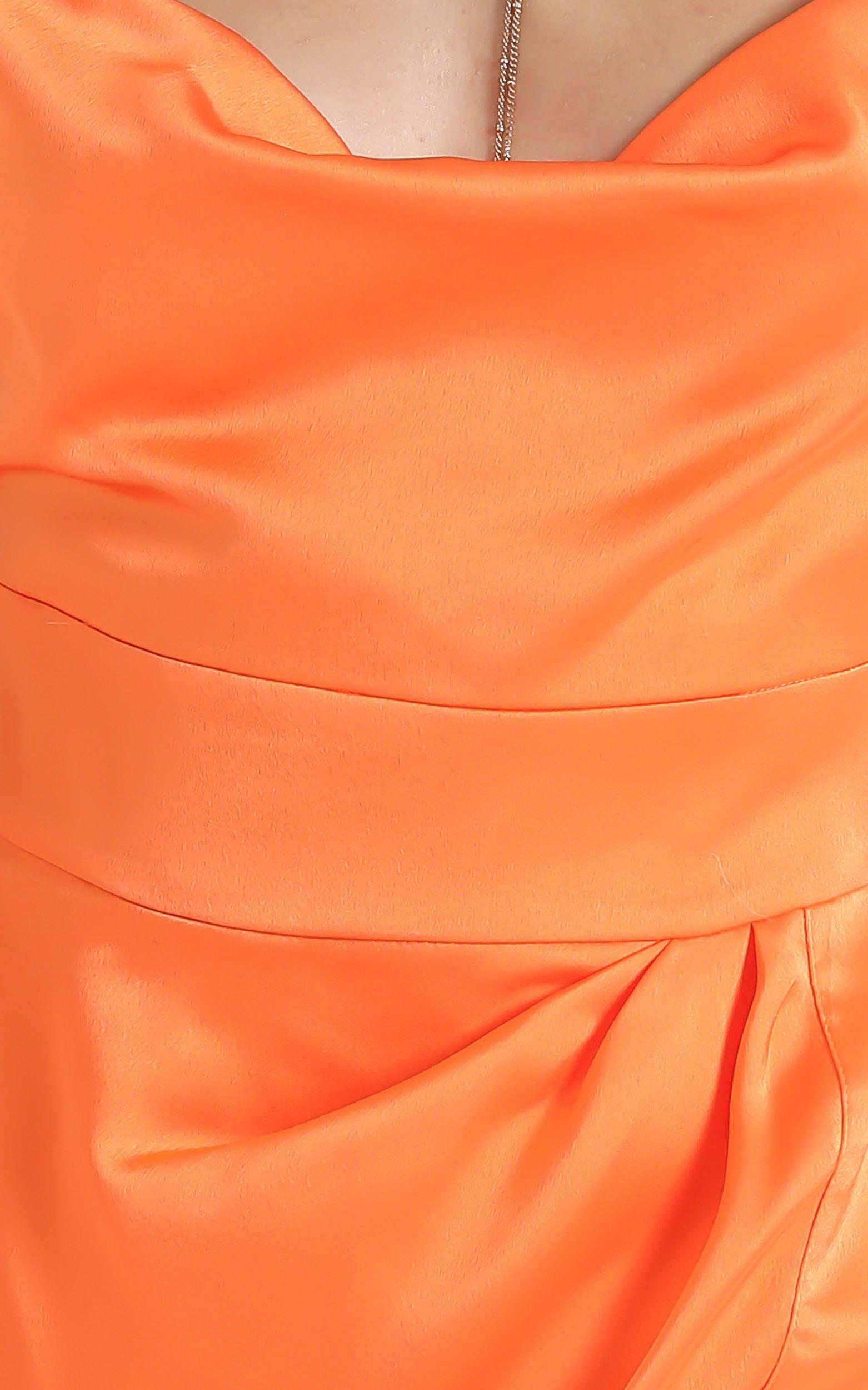 Naesa Dress in Orange Satin | Showpo
