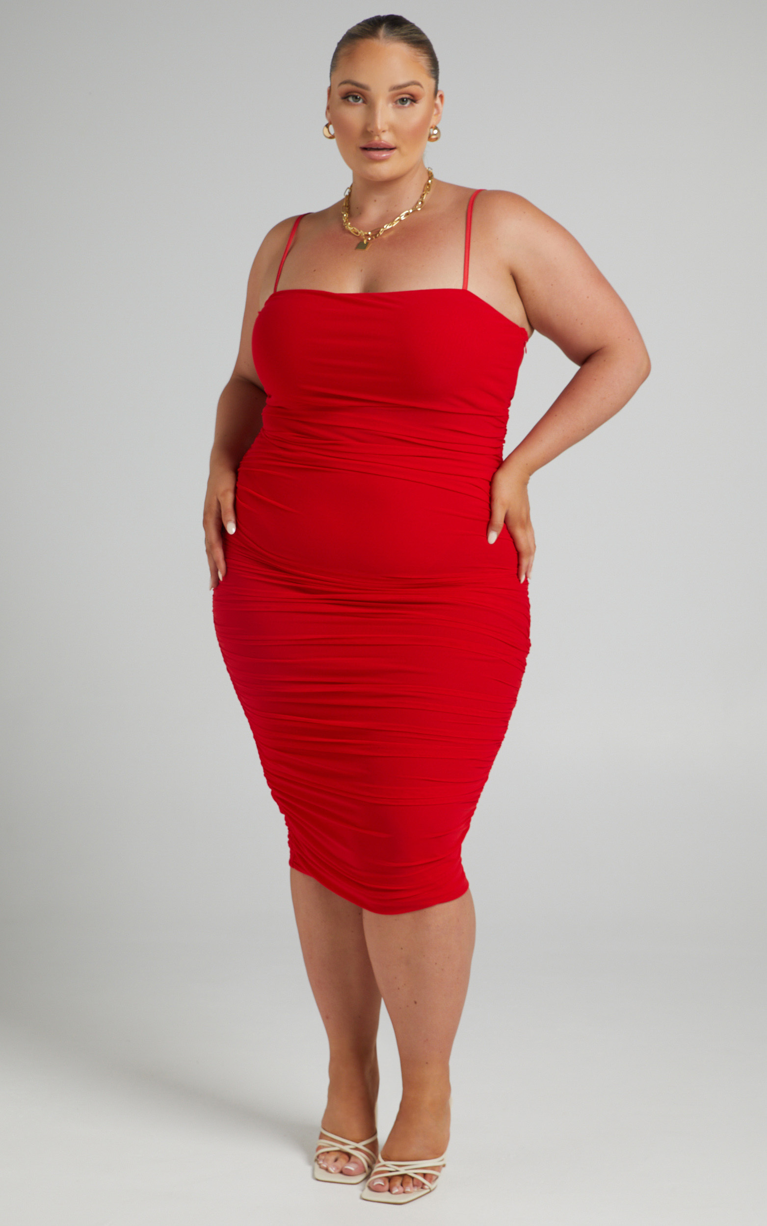 Coming For You Mesh Midi Dress in Red - 04, RED7, hi-res image number null