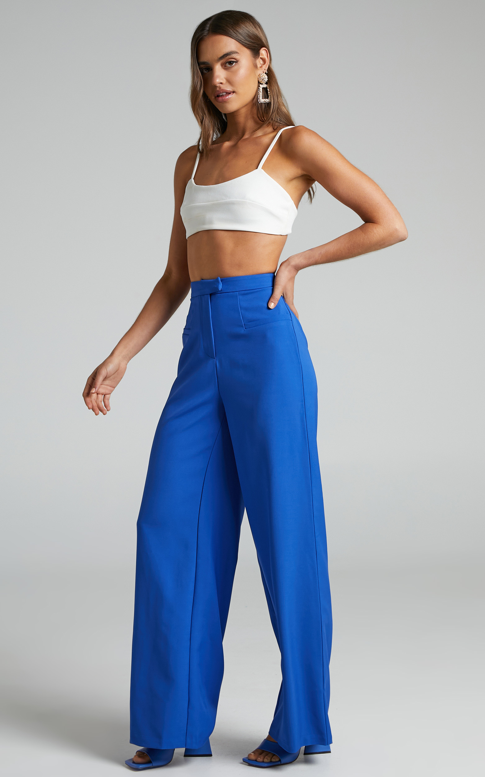 Jaxine Tailored Wide Leg Trousers in Cobalt - 04, BLU1, hi-res image number null
