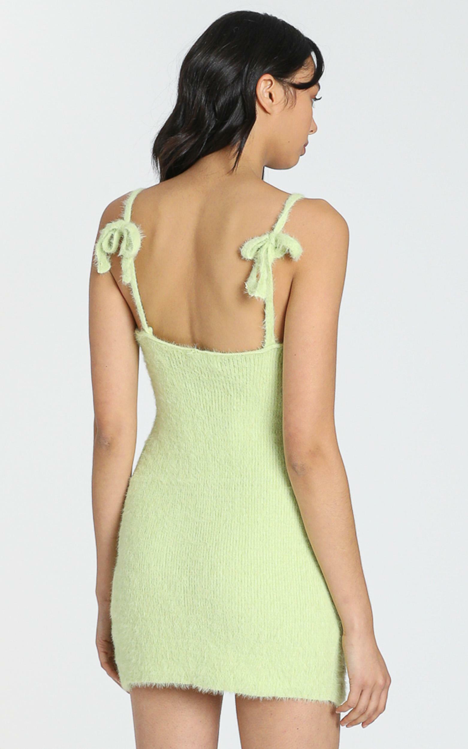 Leni Fluffy Knit Dress in Lime - S, GRN1, hi-res image number null
