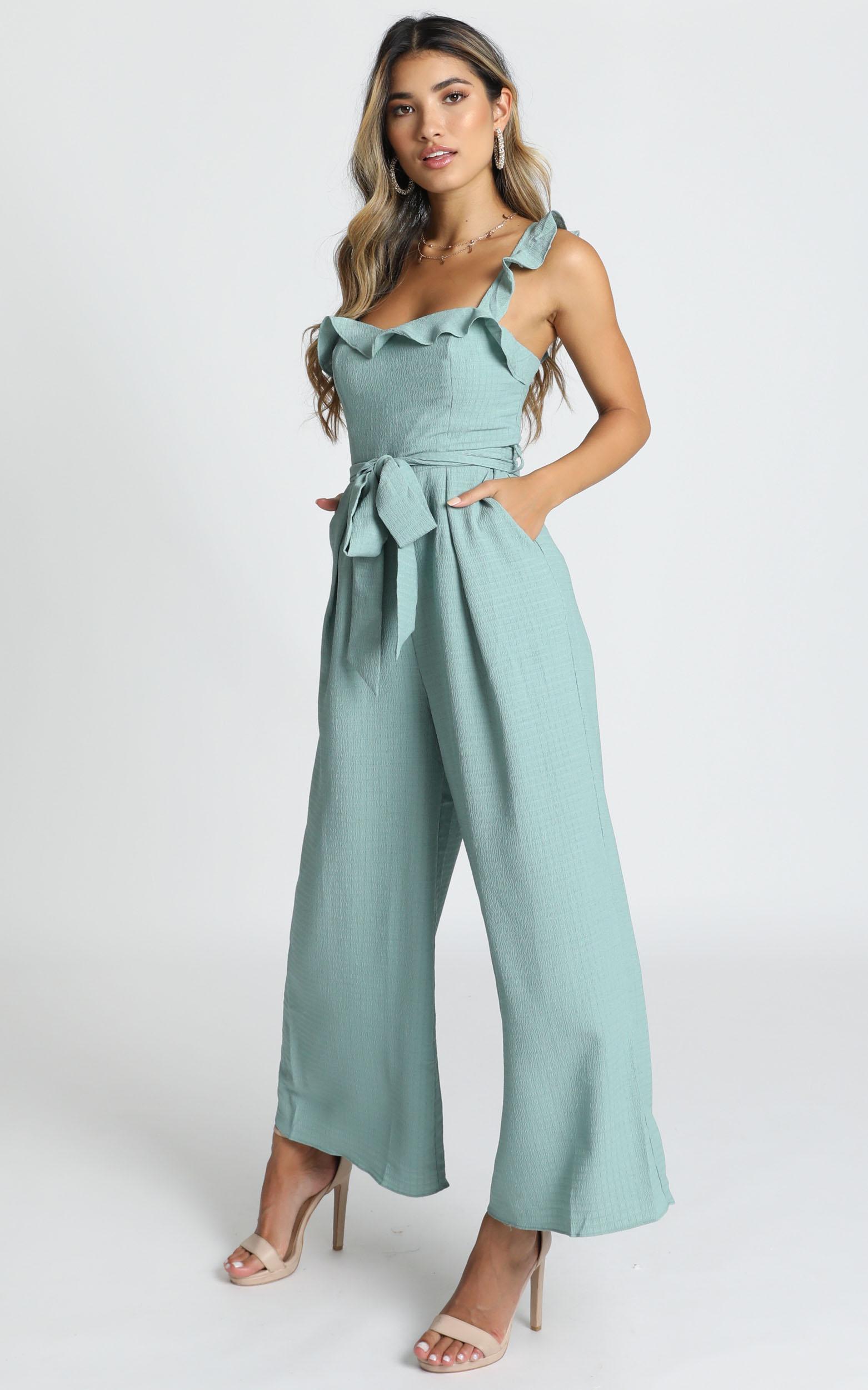 Cynthia Ruffle Jumpsuit in Sage - 16, GRN2, hi-res image number null