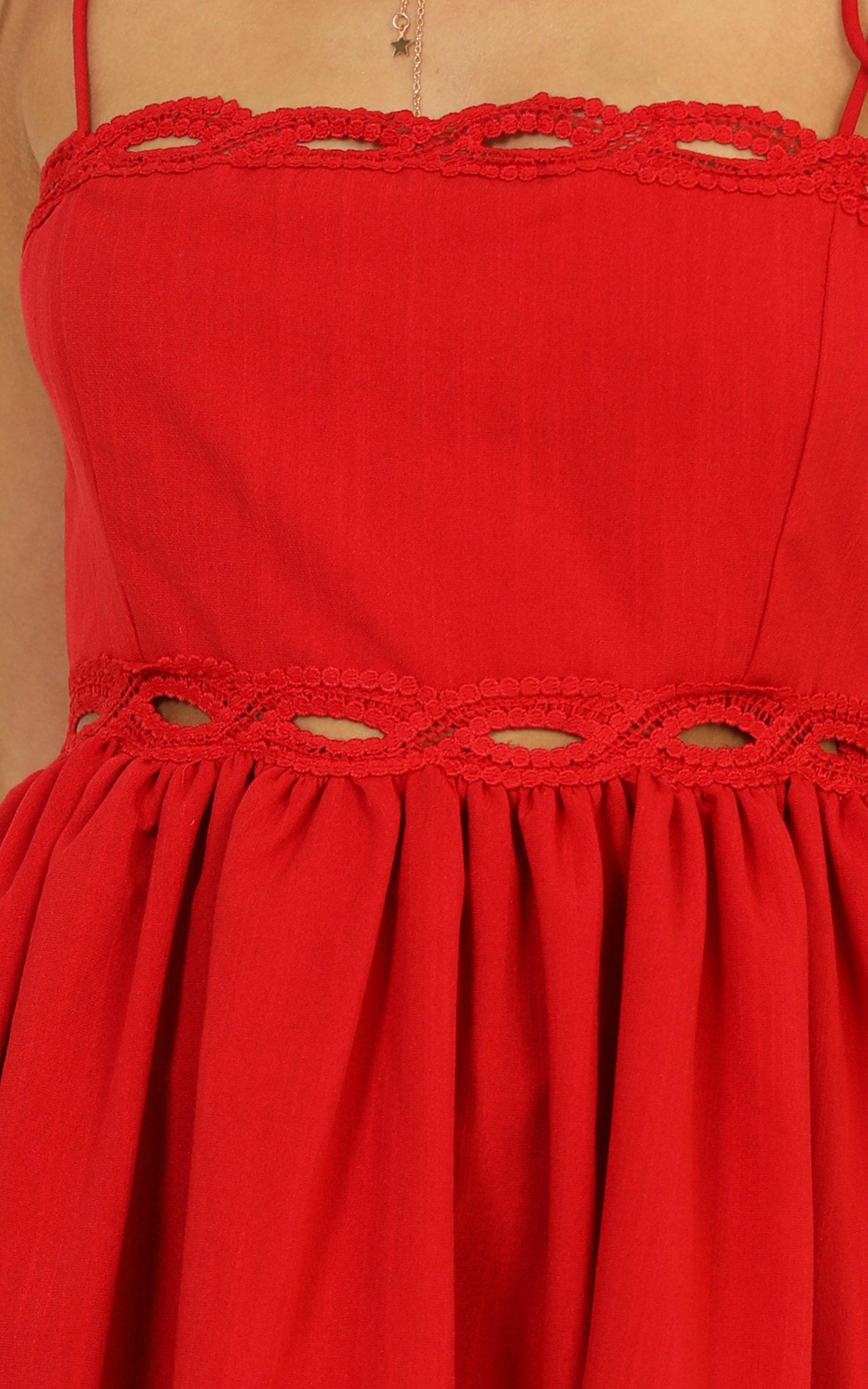 Get Out Right Now Dress In Red Linen Look | Showpo EU
