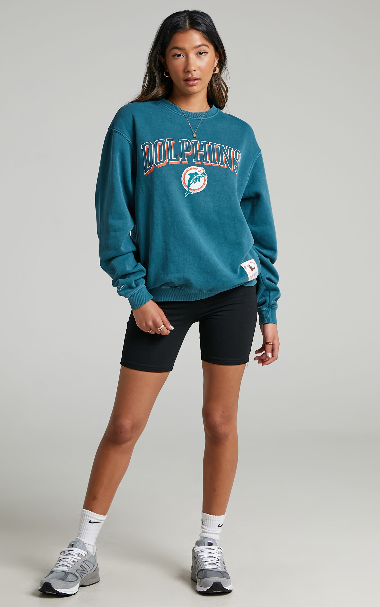 Mitchell & Ness - Vintage Keyline Miami Dolphins Jumper in Dolphins Teal - M, BLU1, hi-res image number null