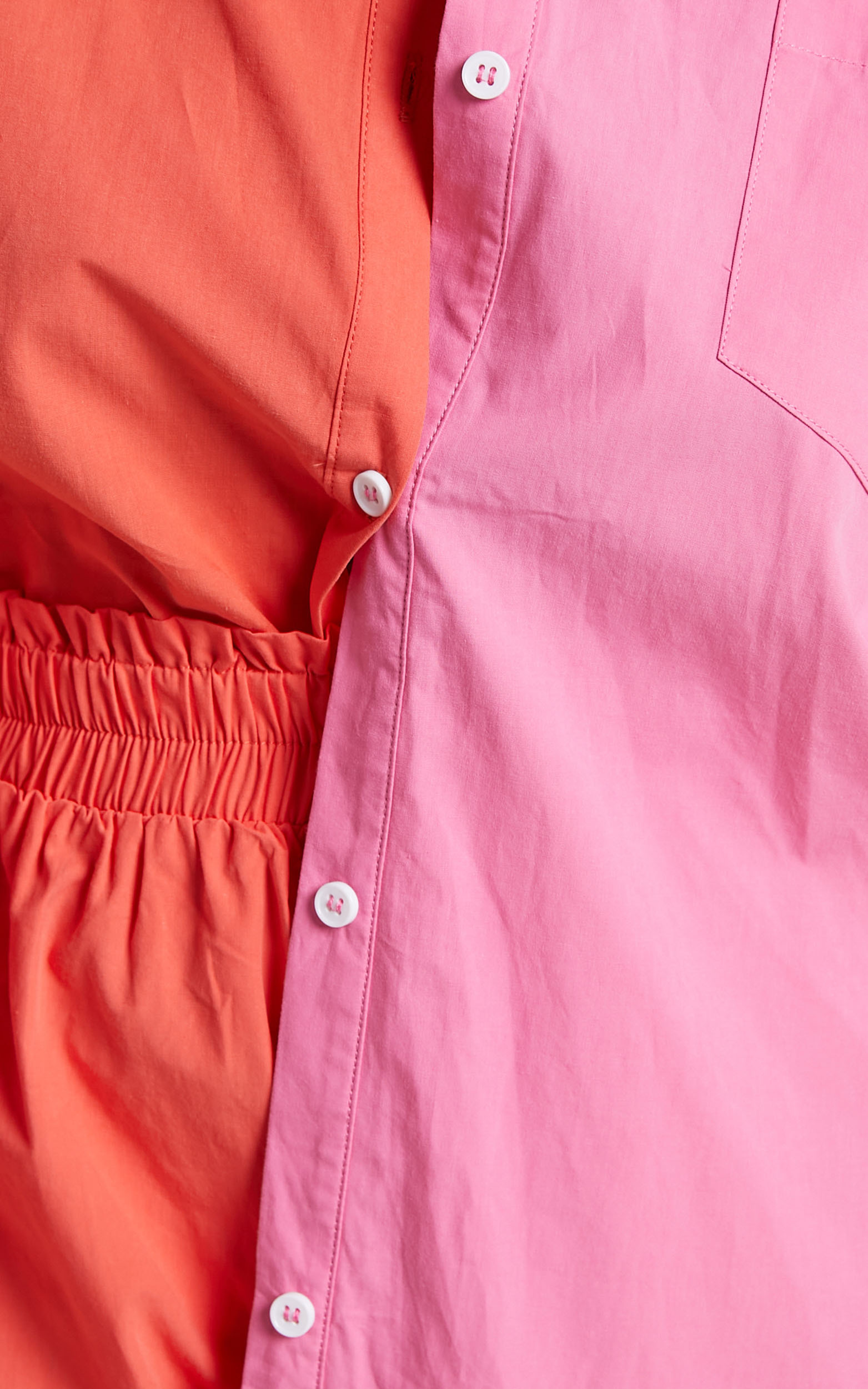 Roewe Shirt - Colour Block Oversized Button Up Shirt in Oxy Fire & Pink ...