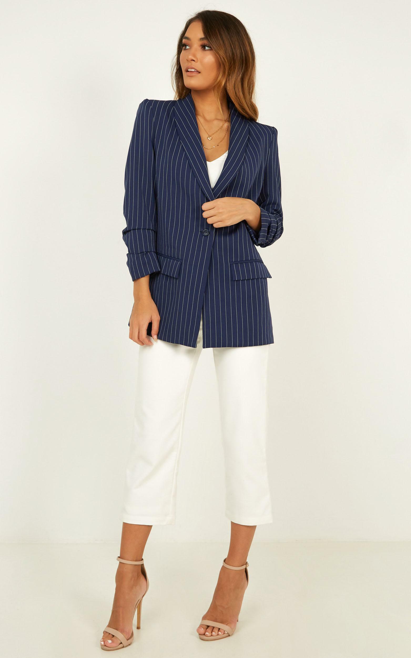 You Should Know Blazer In navy stripe - 16 (XXL), Navy, hi-res image number null
