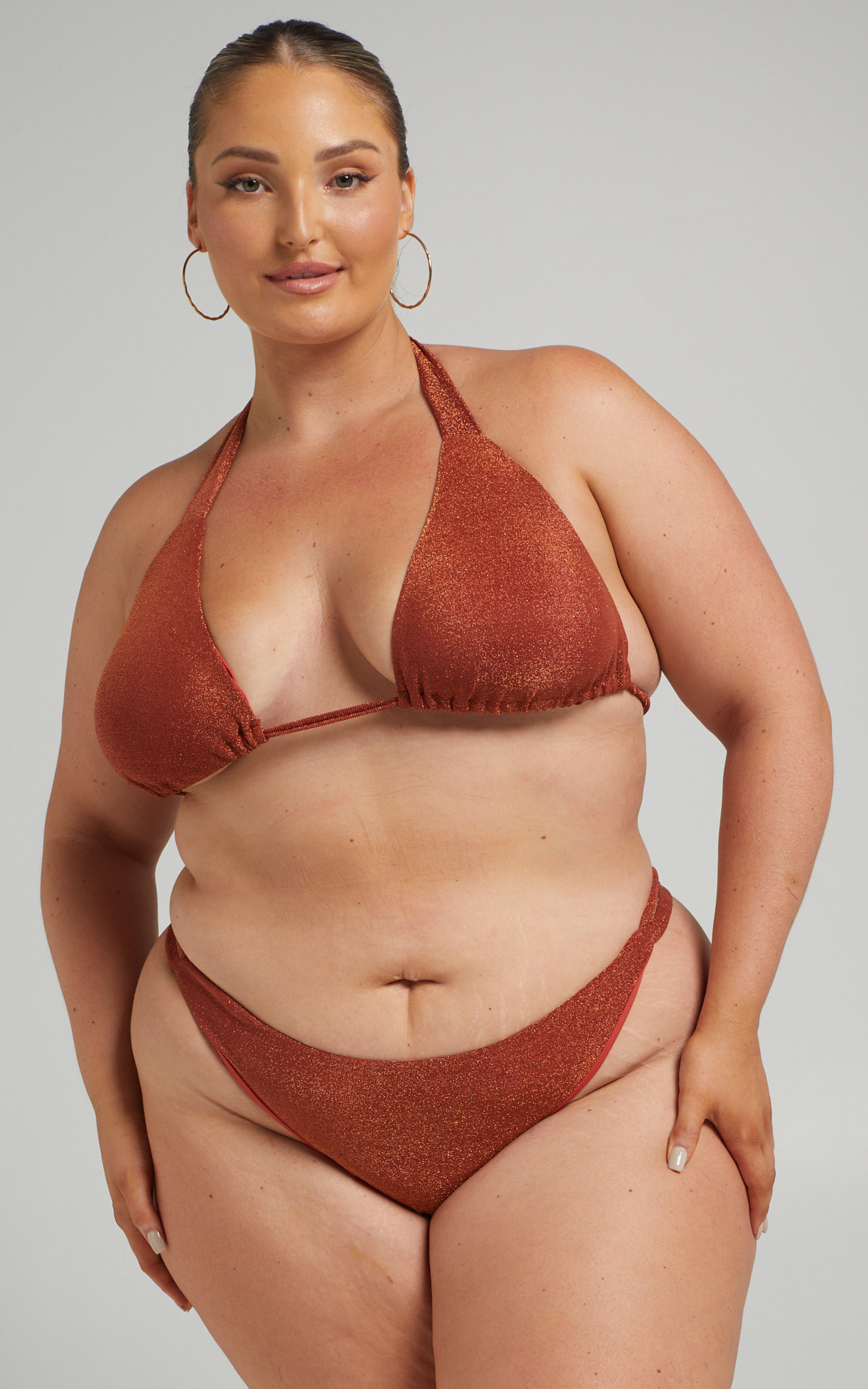 Cove Thick Strap Bikini Top in Rust Lurex - 04, BRN1, hi-res image number null